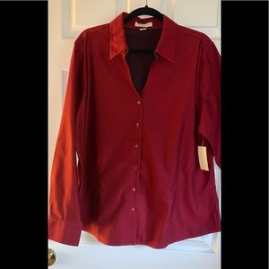 XL. NWT. Coldwater Creek double faced Button Front Shirt Long Sleeve. No Iron.